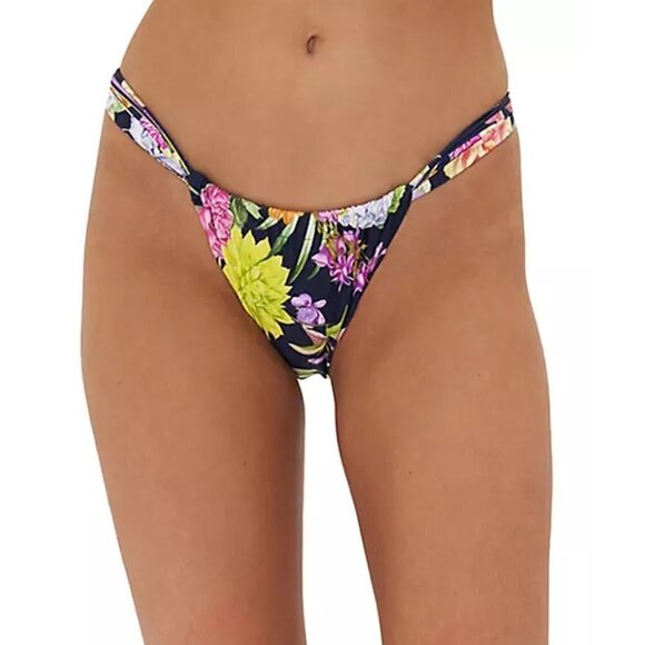 Camilla "Peace Be With You" Gathered Skimpy Pant Bikini Bottom, Multi - Picture 1 of 3